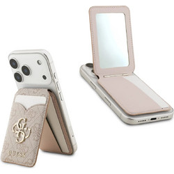 Guess PU 4G Mirror MagSafe Wallet Card Slot & Stand Pink