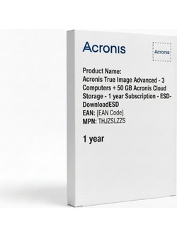 Acronis True Image Advanced - 3 Computers + 50 GB Acronis Cloud Storage - 1 year Subscription - ESD-Download