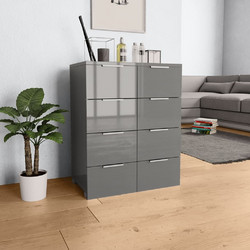 Μπουφές Ψηλός Γυαλιστερός Γκρι 60x35x80 εκ. Επεξ. Ξύλο 283714
