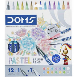 Μαρκαδόροι Pastel Brush Pen 12+1 Ασημί+1 Blender Doms