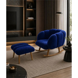 Stewe Home Κουνιστή Πολυθρόνα με Υποπόδιο Ύφασμα Μπλε SAX 70x70x70 cm