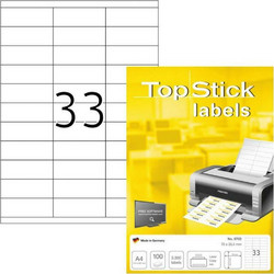 Topstick 3300 Αυτοκόλλητες Ετικέτες Α4 Ορθογώνιες 70x25.4mm (8702)