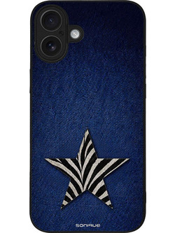 Sonique Diva Series Back Cover Denim Zebra (iPhone 16 Plus)