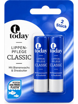 Today Lippenpflege Basic - Ενυδατικό Lip Balm με Κερί Μέλισσας & Candelilla 2τμχ