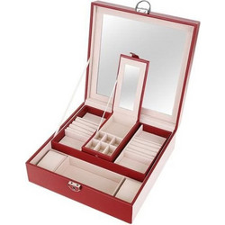 Κοσμηματοθήκη - Μπιζουτιέρα 25.5 x 25.5 x 9 cm Χρώματος Κόκκινο SPM 8891