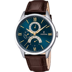 Festina Ανδρικό Ρολόι Χρονογράφος με Καφέ Δερμάτινο Λουράκι F16823/A