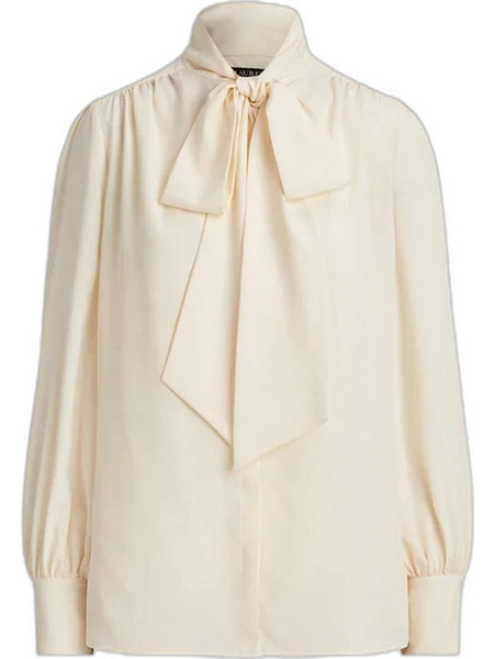 LAUREN RALPH LAUREN GEORGETTE TIE-NECK ΜΠΛΟΥΖΑ 200P14083001-MASCARPONE CREAM