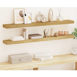vidaXL Ράφια Τοίχου 2 τεμ. 110x15x4 εκ. από Μασίφ Ξύλο Teak - 110, 110 x 15 x 4 cm