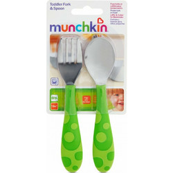 Munchkin Toddler Fork & Spoon Σετ Βρεφικό Πιρούνι & Κουτάλι από Ανοξείδωτο Ατσάλι 12m+ Πράσινο 2τμχ