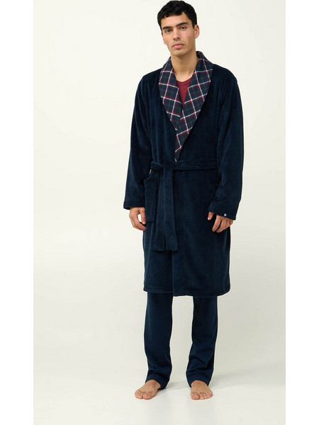 Μακριά Σταυρωτή Ανδρική Ρόμπα Fleece Vamp 23692 ΜΠΛΕ