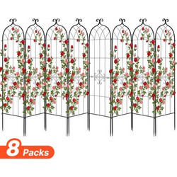 VEVOR Garden Trellis, 180 x 52,5 cm Rose Trellis, 8 Packs Garden Flower Rose Trellises with Powder-coated Finish & Convenient Locking Design, Plant Support Trellises for Flowers, Vegetables, Roses