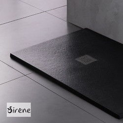 Sirene Slate 80x140 S14080 - Παραλληλόγραμμη ντουζιέρα μαρμάρινη Μαύρο Ματ