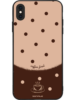 Sonique Delulu Polka Era Series Back Cover Coffee First (iPhone XS Max)