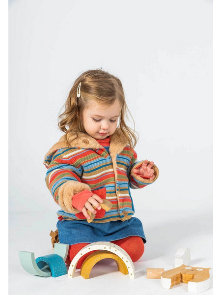 Boboli βρεφικό πλεκτό jacket διπλής όψης με κουκούλα - 234100 Μπεζ