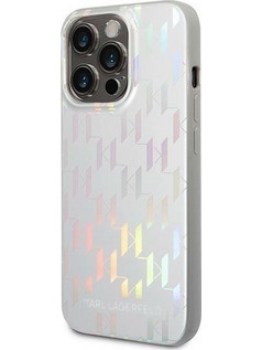 Karl Lagerfeld Monogram Iridescent Back Cover Silver (iPhone 14 Pro Max)