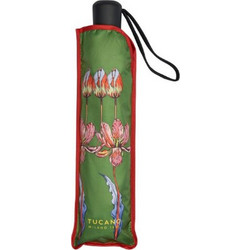 Tucano Σπαστή Ομπρέλα με Floral Σχέδιο Τουλίπες - Πράσινη