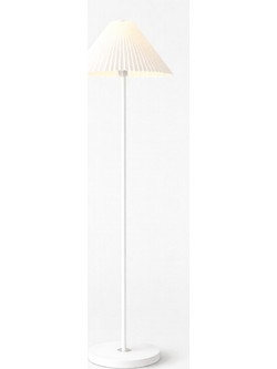VenCore Velune White 6091-20012 - Μοντέρνο Επιδαπέδιο Φωτιστικό Μονόφωτο Λευκό Αλουμίνιο και Μπέζ Καπέλο με Βάση-Ντουί 1xE27 - Φ35 x Υ150cm