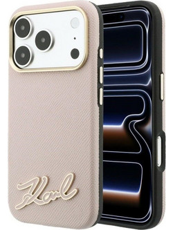Karl Lagerfeld Grained with Resin Signature Logo MagSafe Θήκη iPhone 18 Pro / 17 Pro Pink