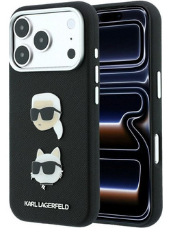 Karl Lagerfeld Saffiano with K+C Heads Pins and Logo Θήκη iPhone 18 Pro / 17 Pro Black (KLHCP18LPSWFDHPK)