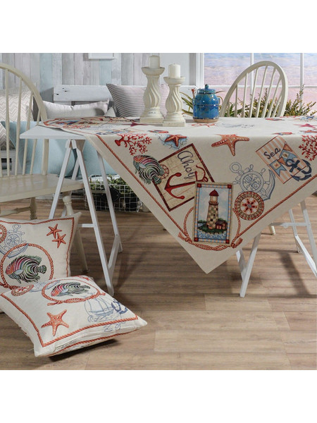 Καρέ Με Τραβέρσα Σετ Cadiz Multi Teoran 100X100cm 100x100cm Βαμβάκι-Ακρυλικό