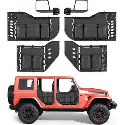 VEVOR Jeep Tube Doors, 4 Door, Συμβατές με 2018-2026 Jeep Wrangler JL & 2020-2026 Gladiator JT, Steel Off Road Tubular Half Doors με πιστοποίηση DOT πλευρικής όψης και τσάντα αποθήκευσης