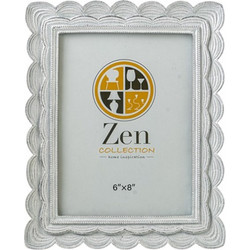 Zen Collection Κορνίζα Resin Λευκή/Ασημί Γιρλάντα 15x20cm 51500