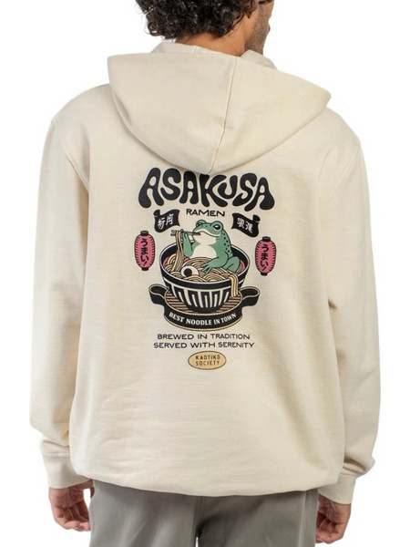 Kaotiko Oversize Asakusa Ramen Frog Ανδρικό Φούτερ με Κουκούλα Ivory