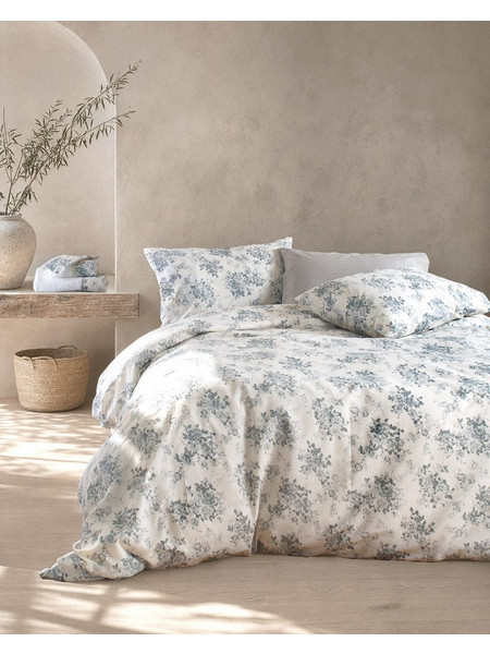 Κουβερλί Μονό Σετ Next Gardenia Grey-Blue Polycotton Rythmos (160x240) 2Τεμ