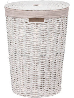 Καλάθι απλύτων 5five ψάθινο - 40L - Λευκό