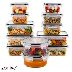 Zortiva Σετ 12 Δοχεία Αποθήκευσης Τροφίμων 350ml-1000ml Χωρίς BPA για Μικροκύματα, Ψυγείο και Κατάψυξη - 95-28151