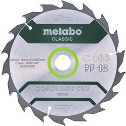 Metabo Cordlesscutclassic 165x20 18 Wz 20 628272000