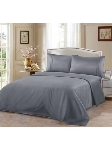 Σετ Παπλωματοθήκη Υπέρδιπλη 4 Τεμαχίων 220x240 cm Γκρι