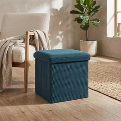 Σκαμπό-μπαούλο Atom Home Deco Factory - 38x38x38cm - Μπλε (0028980)