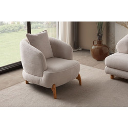 Wing Chair Gloria Beige Fabric: 100% Polyester (tuna Textured) 81x81x76 cm