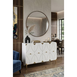 Console Alfa 120 White, Gold Melamine Coated Particle Board 120x32x75 cm