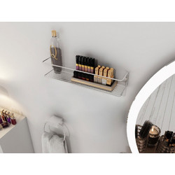 Wall Shelf Banyo Makyaj Rafi, Baharatlik Chrome Metal 7x7x33 cm