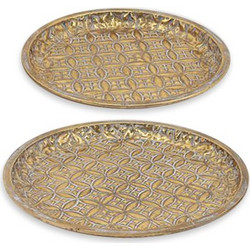 S/2 metal plate embossed design 34cm & 43,5cm