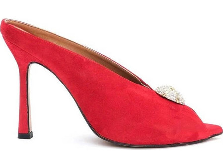 Γυναικειο Mule Peep Toe Έγγραφα & Στρας BELISSIMA 2-ΚΟΚΚΙΝΟ