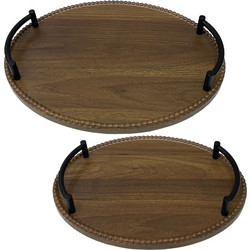 ΔΙΣΚΟI MDF SET/2 ΟΒΑΛ ΚΑΦΕ/ΜΑΥΡΟ ΜΕ ΜΕΤΑΛΛΙΚΑ ΧΕΡΟΥΛΙΑ - L:39.5x29.5, S:34x24cm 48/KIB 15-26010