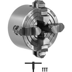 VEVOR Τσοκ Τόρνου 4 Σιαγόνων, 3 Ιντσών (80 mm) Τσοκ 4 Σιαγόνων, Εύρος Σύσφιξης 0,1-3,15 in (5-80 mm) με Βίδες Στερέωσης Κλειδιού T και Αναστρέψιμες Σιαγόνες, Υλικό HT300, Εσωτερικό Εξωτερικό για Τόρνο