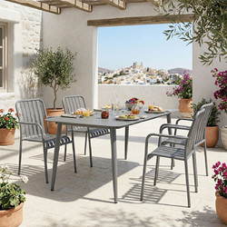 Τραπεζαρία Heven Vista pakoworld σετ 5τεμ ανθρακί αλουμίνιο 150x80x72εκ c544348