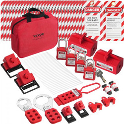 Ηλεκτρικό Κιτ Lockout-Tagout VEVOR, Σετ Ασφαλείας Loto 47 Τεμαχίων με Λουκέτα, Ασφάλειες, Ετικέτες, Νάιλον Δέστρες, Κλειδώματα Πρίζας, Κλειδώματα Διακοπτών Κυκλώματος και Θήκη Μεταφοράς AQSJTZ47JBDGWL