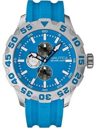 Nautica Three Eyes Light Blue Dial & Rubber Strap A15579G