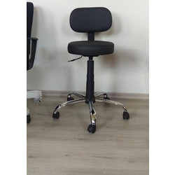 THIM STOOL Τροχήλατη Καρέκλα -Φ38 Γραφείου σχεδιαστηρίου με πλάτη , (επιλογή δερματίνης ή υφάσματος και Αμορτισέρ)