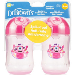 Dr. Brown's Soft Spout Toddler Cup Κύπελλο με Μαλακό Στόμιο Ροζ 270ml 2τμχ