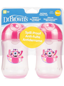 Dr. Brown's Soft Spout Toddler Cup Κύπελλο με Μαλακό Στόμιο Ροζ 270ml 2τμχ