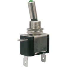 Toggle switch 2pol./2pin ON-OFF 12VDC/25A (green LED)