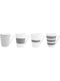 Κούπες 360 ml γκρι ρίγεs σετ 4 τμχ Stripes