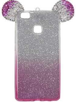 Back Cover Σιλικόνης Glitter Ears As Mickey Μπλε/Ασημί P9 Lite