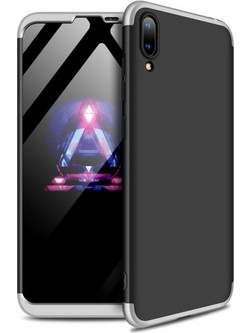 Θήκη Huawei Y7 Pro (2019) GKK Full body Protection 360 από σκληρό πλαστικό μαύρο / ασημί